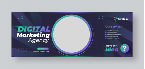 Digital marketing agency social media facebook cover web banner template, corporate business banner design