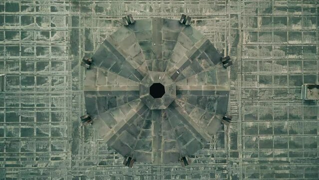 aerial video of the monument in the city