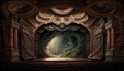 abstarct view inside of a theater before musical play design illustration