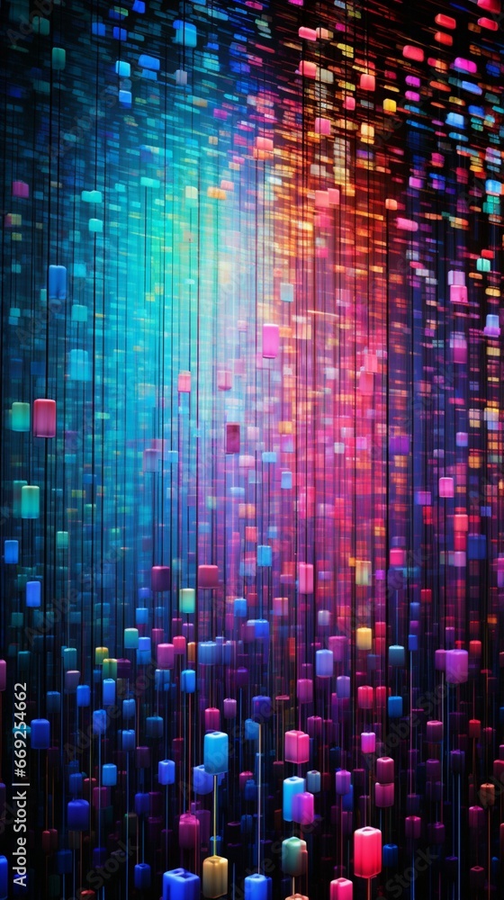 Aufkleber an organic led display, pixels illuminating a tapestry of colors with unmatched vibrancy.