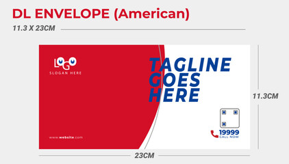 Obraz premium Envelope DL American Wrap Brand Identity Essential Elements Corporate ID Design Vector Design Templates for printing production company stationary 