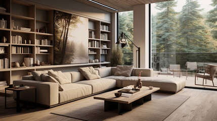 modern bright living room with natural light