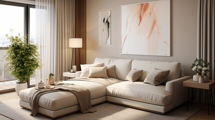 modern bright living room with natural light