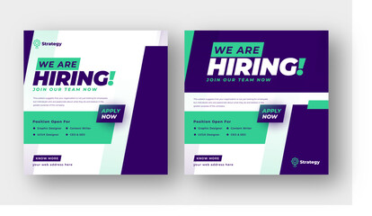 We are hiring job vacancy social media post, employees needed web banner post template