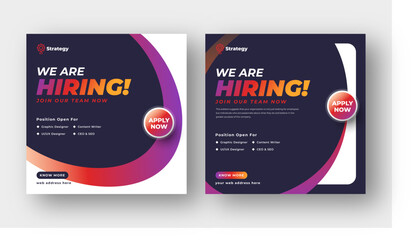 We are hiring job vacancy social media post, employees needed web banner post template