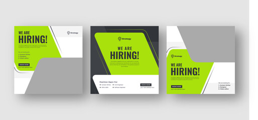 We are hiring job vacancy social media post, employees needed web banner post template