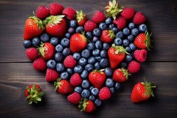 heart, formed from different berries. AI Generated