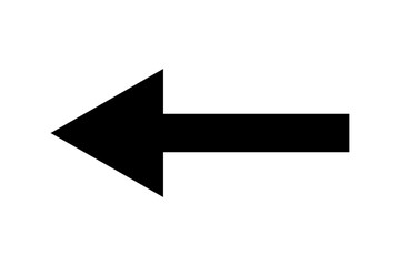 Black arrow pointing to the left isolated on white