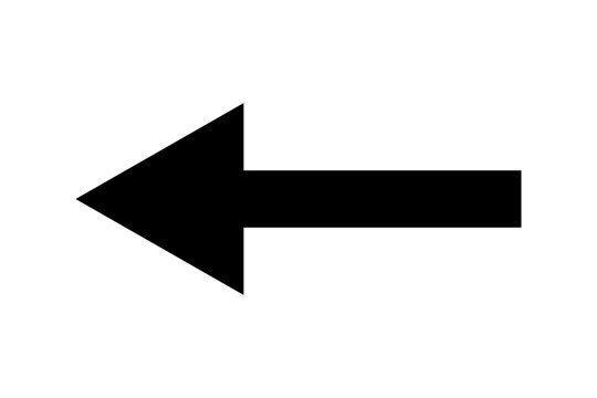 Black arrow pointing to the left isolated on white