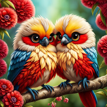 Illustration oiseaux rigolos