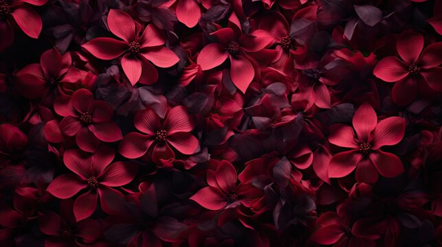 Photographic shot of scattered crimson flower petals. Wedding romantic design, Happy Valentine's day, celebration, spa, wellness, Mother's Day, fashion event background. 