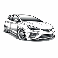 Hatchback in cartoon, doodle style. 2d vector illustration in logo, icon style. AI Generative