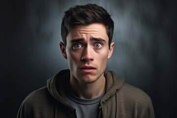 Fototapeta premium young man posing in the studio with an expression of surprise and worry