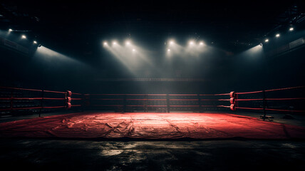 boxing ring on the dark background