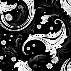 Fototapeta premium Paisley Dreams in Monochrome Pattern