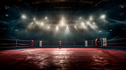 boxing ring on the dark background