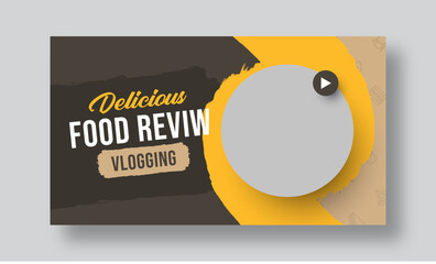 Food vlogger review youtube thumbnail, video thumbnail or web banner template - obrazy, fototapety, plakaty