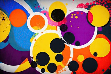 Colorful abstract graffiti painted on a wall. Grunge background