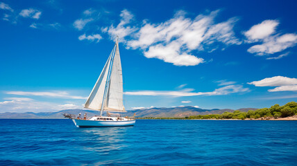 Fototapeta premium sailing yacht on a beautiful sea.