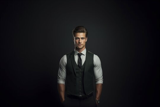 handsome man posing on a dark background