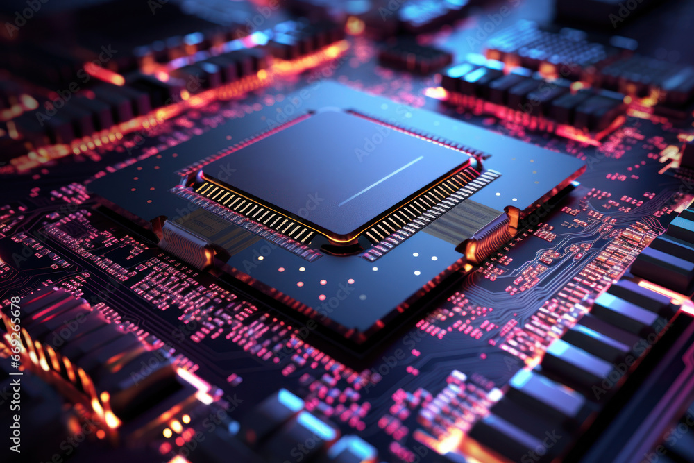 Poster next-generation chips close up. circuit board, processor. computer chip, semiconductor, data abstrac