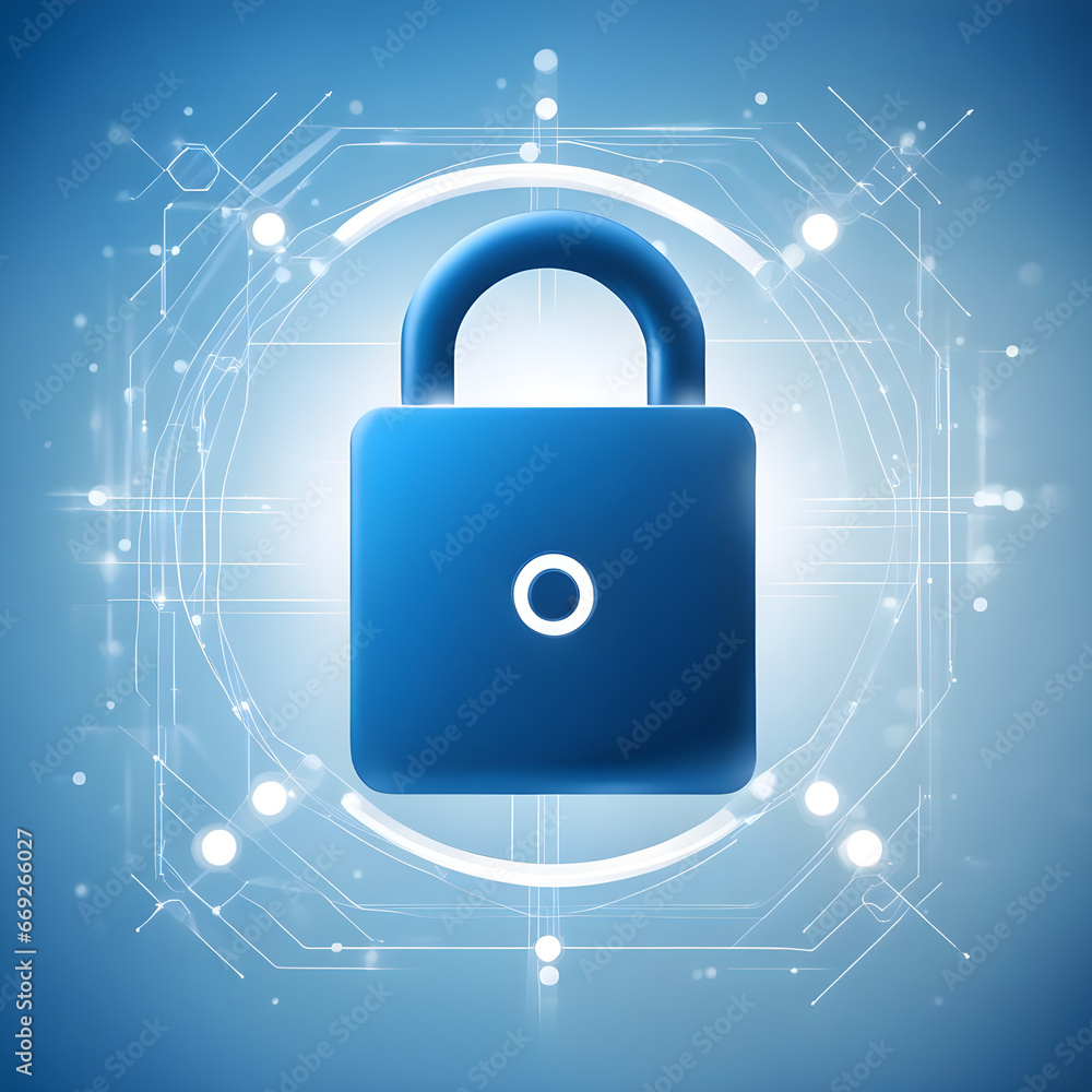 Poster symbol for security and cybersecurity defends against theft cyber threats fraud data breaches secure