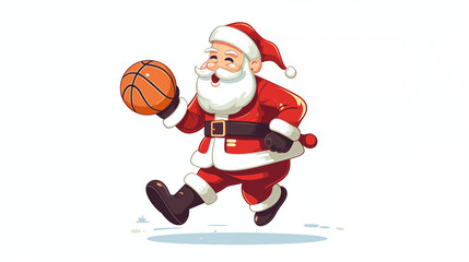 Santa Claus is playing basketball