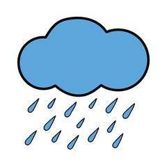 A hand-drawn cartoon rain icon on a white background.