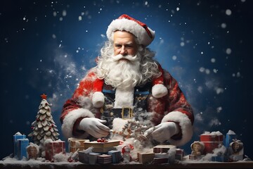 santa claus with gifts and present