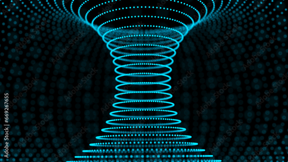 Aufkleber futuristic digital blue warmhole frame tunnel. 3d hole line grid portal background. for website and 