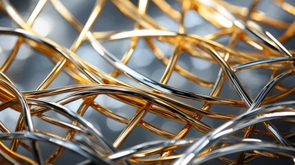 Closeup of golden wire, abstract background