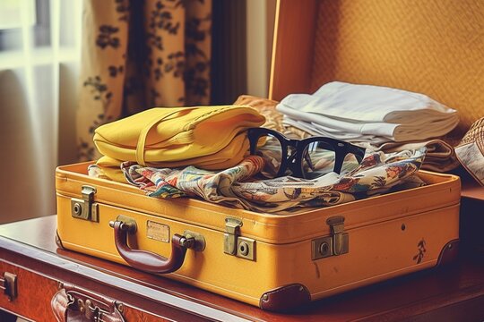 Vintage Suitcase with Antique Influences in Warm Hues