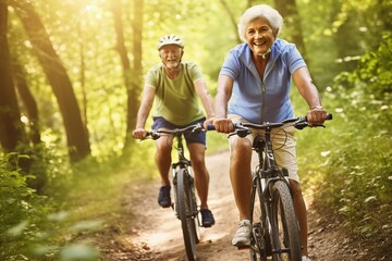 Obraz premium couple riding bikes