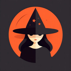 Minimalistic Solid Color Witch Avatar: A Masterpiece of Simple Shapes and Lines
