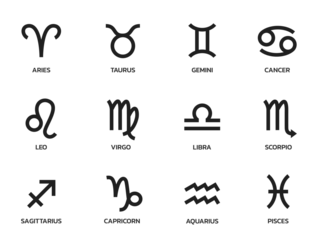 Fotobehang zodiac signs symbol set. astrological and horoscope icons. isolated vector images © Назарій