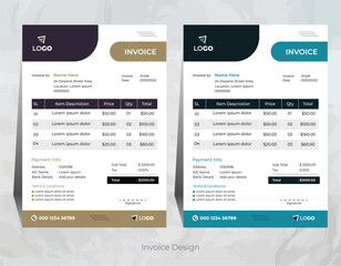 Vector creative and modern invoice design with 2 different color, corporate invoice design template,