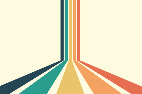 Abstract background of rainbow groovy Wavy Line design in 1970s Hippie Retro style. Vector pattern ready to use for cloth, textile, wrap and other.