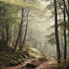 Obraz premium Artistic Forest Landscape: Neutral Toned Nature Photography