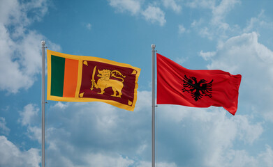 Sri Lanka and Albania national flags, country relationship concept