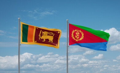 Eritrea and Sri Lanka flags, country relationship concept