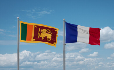 Sri Lanka and France flags, country relationship concept