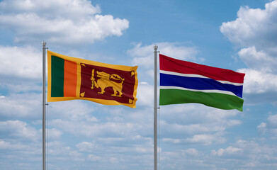 Gambia and Sri Lanka flags, country relationship concept