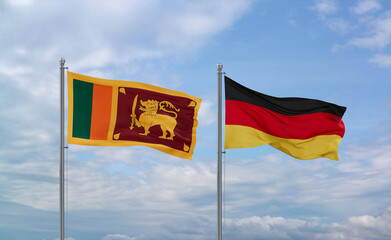 Germany and Sri Lanka flags, country relationship concept