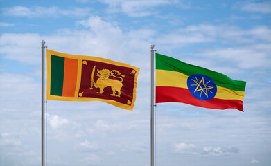 Ethiopia and Sri Lanka flags, country relationship concept