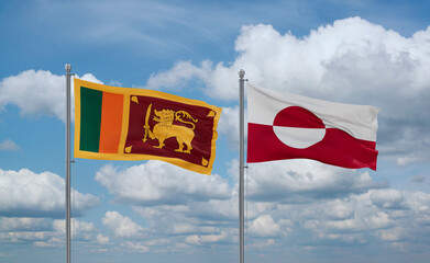 Greenland and Sri Lanka flags, country relationship concept