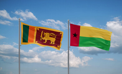 Guinea-Bissau and Sri Lanka flags, country relationship concept
