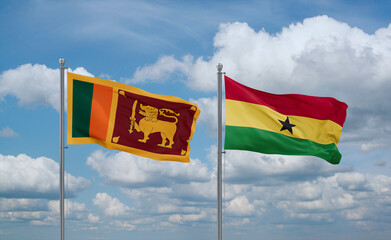 Ghana and Sri Lanka flags, country relationship concept