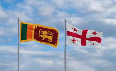 Georgia and Sri Lanka flags, country relationship concept