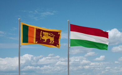 Hungary and Sri Lanka flags, country relationship concept