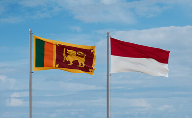 Indonesia and Sri Lanka flags, country relationship concept